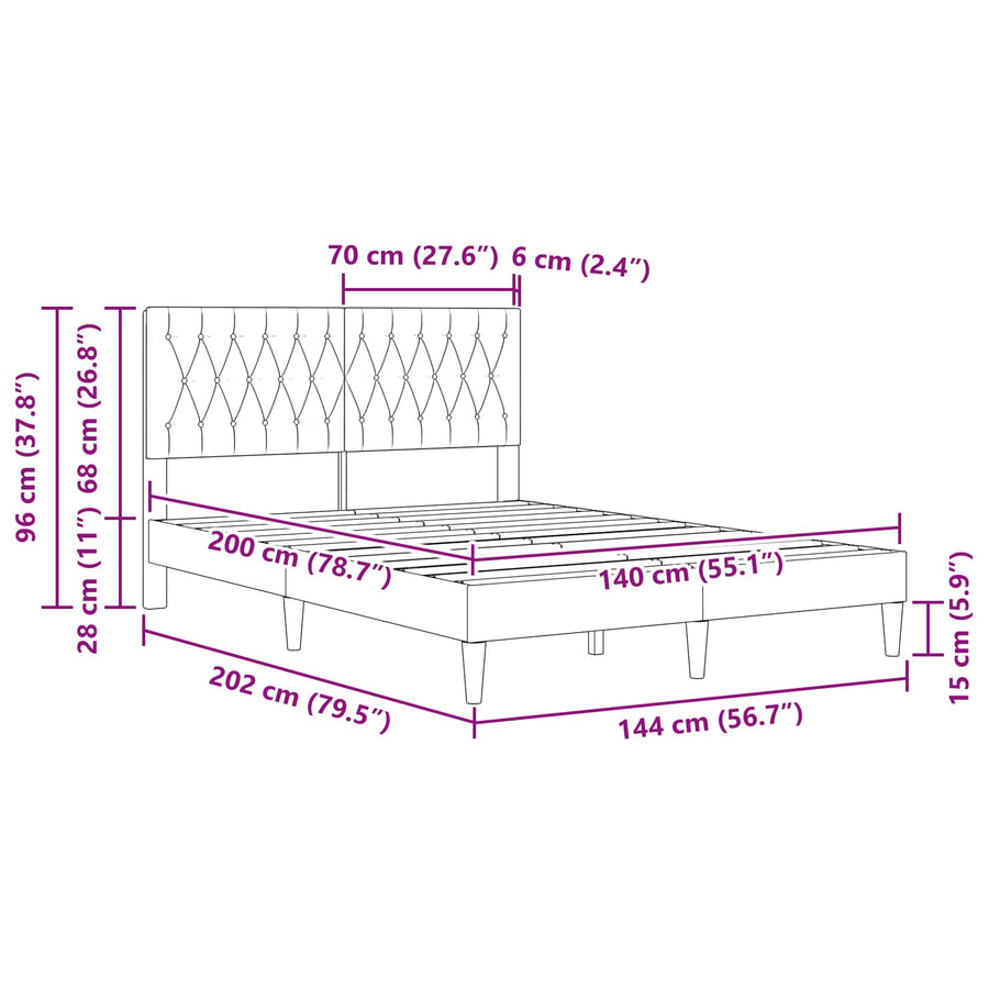 Bedframe met hoofdeinde Roze 140 x 200 cm Fluweel