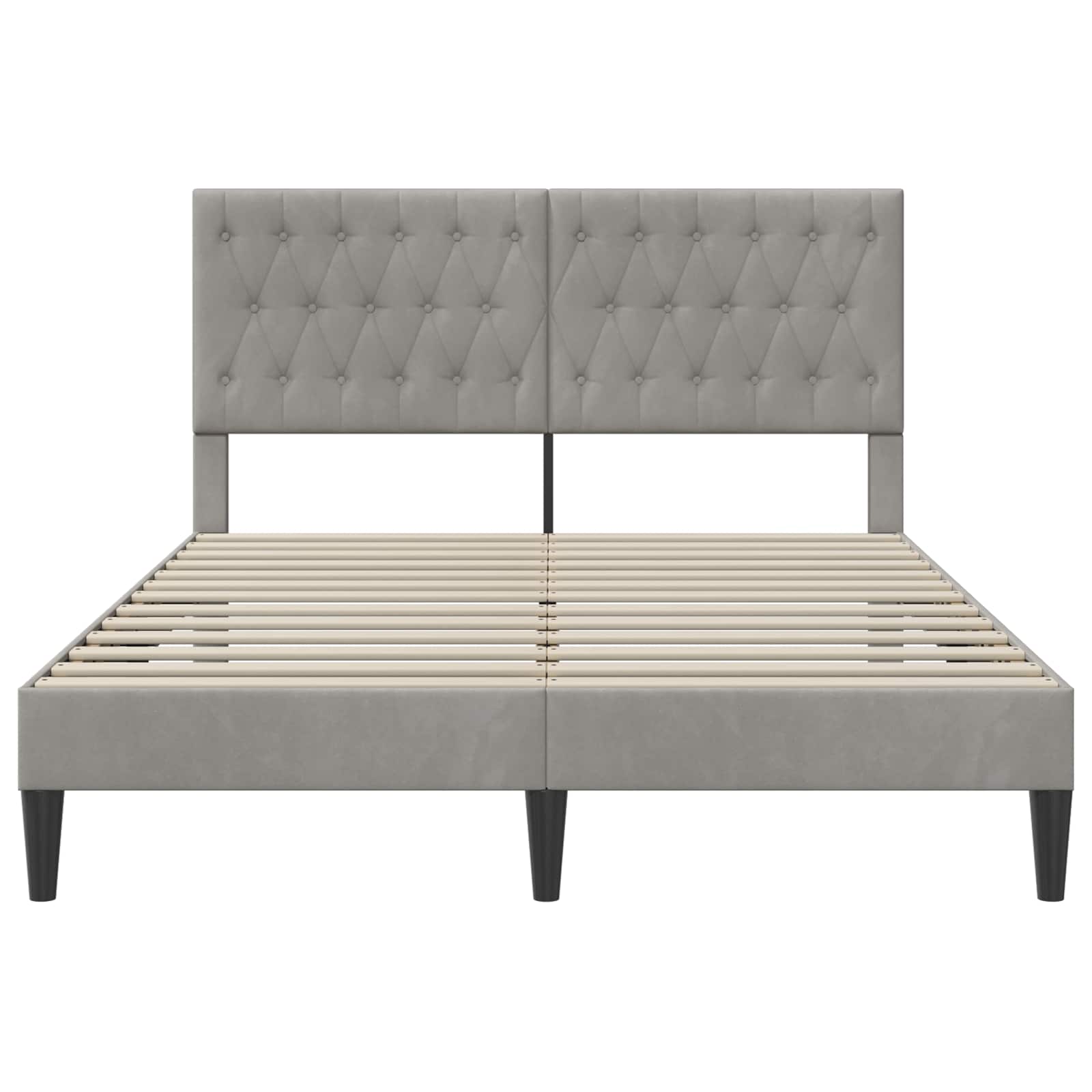 Bedframe met hoofdeinde Lichtgrijs 160 x 200 cm Fluweel