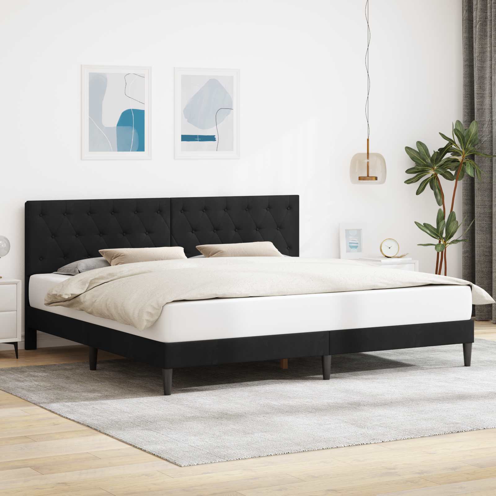 Bedframe met hoofdeinde Zwart 180 x 200 cm Fluweel