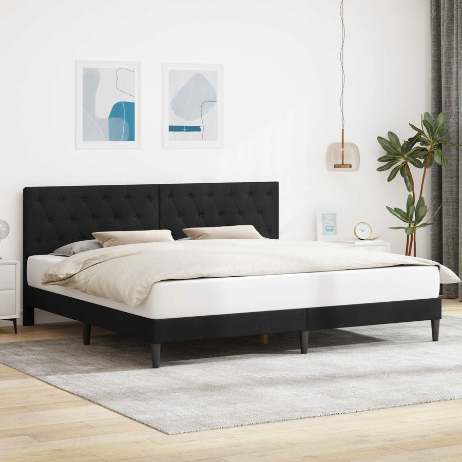 Bedframe met hoofdeinde Zwart 180 x 200 cm Fluweel