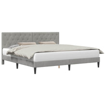 Bedframe met hoofdeinde Lichtgrijs 200 x 200 cm Fluweel
