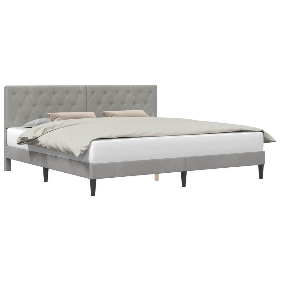 Bedframe met hoofdeinde Lichtgrijs 200 x 200 cm Fluweel