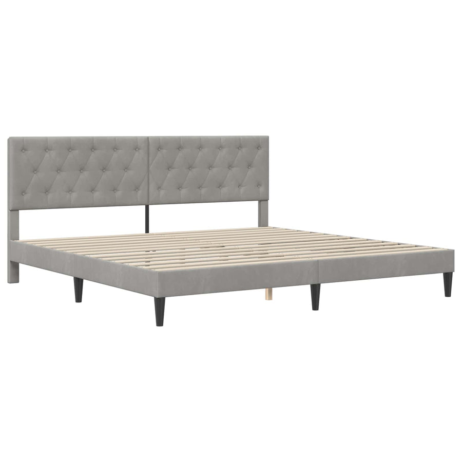 Bedframe met hoofdeinde Lichtgrijs 200 x 200 cm Fluweel
