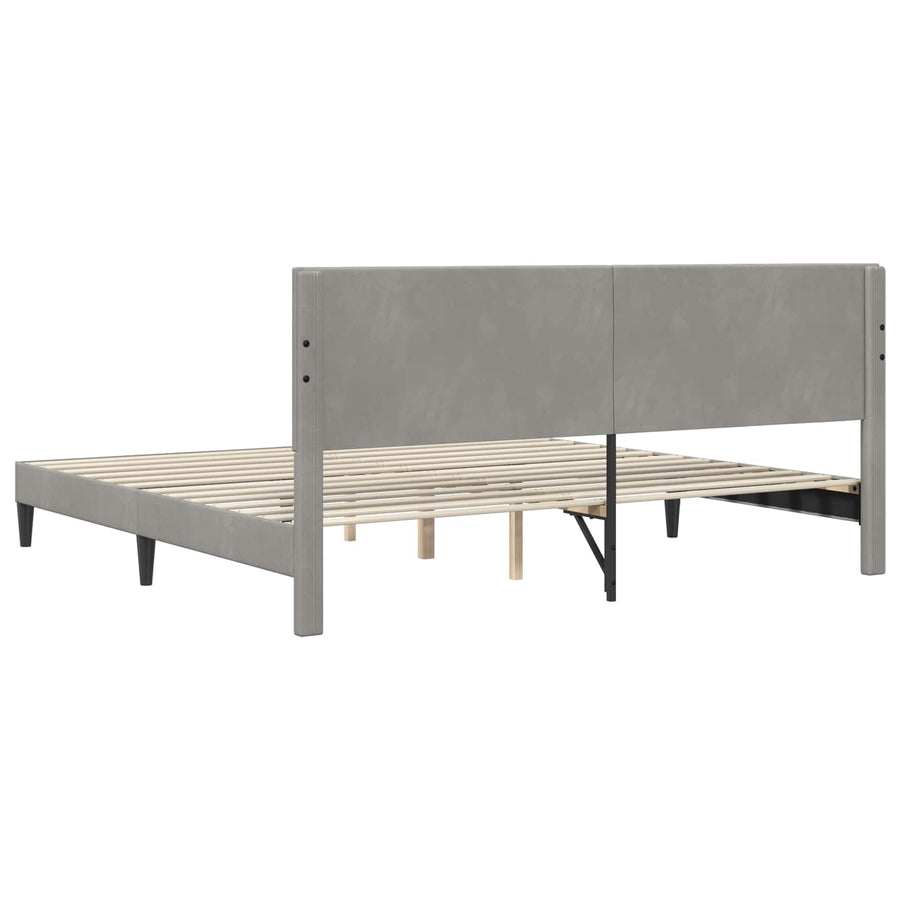 Bedframe met hoofdeinde Lichtgrijs 200 x 200 cm Fluweel