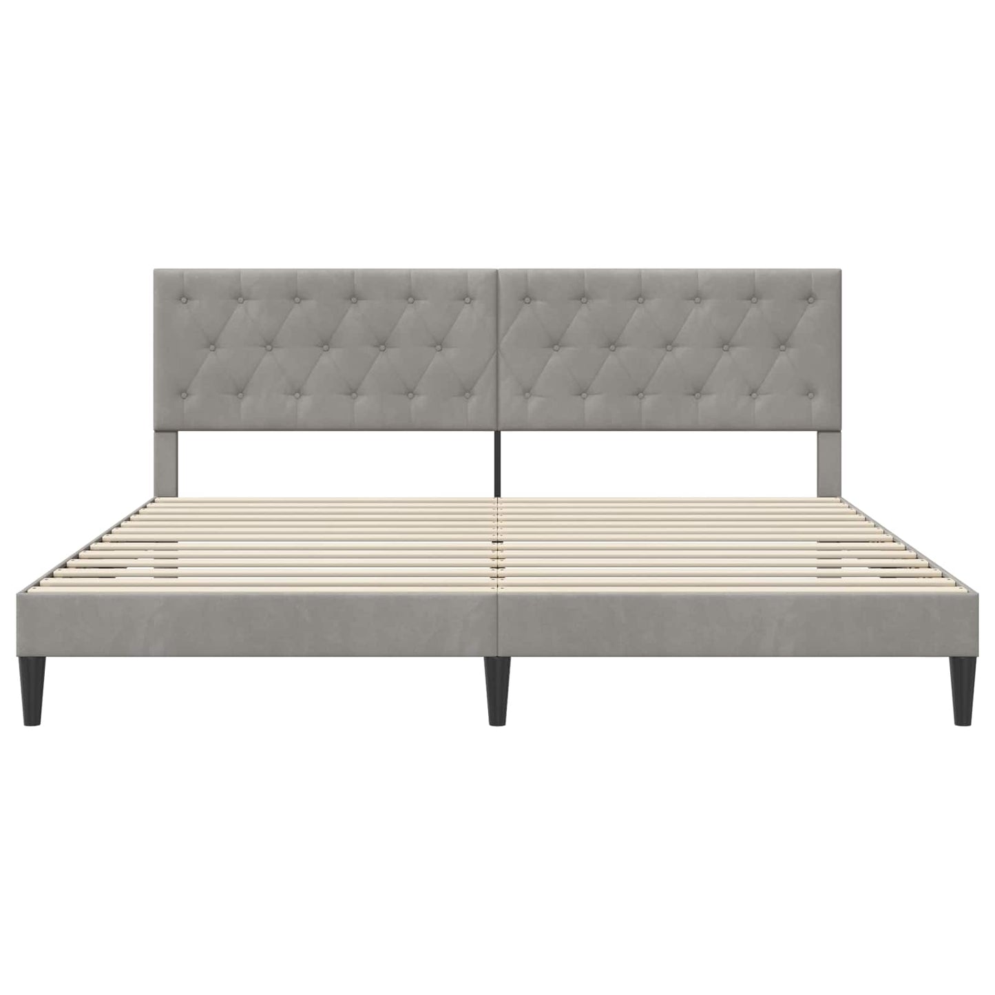 Bedframe met hoofdeinde Lichtgrijs 200 x 200 cm Fluweel