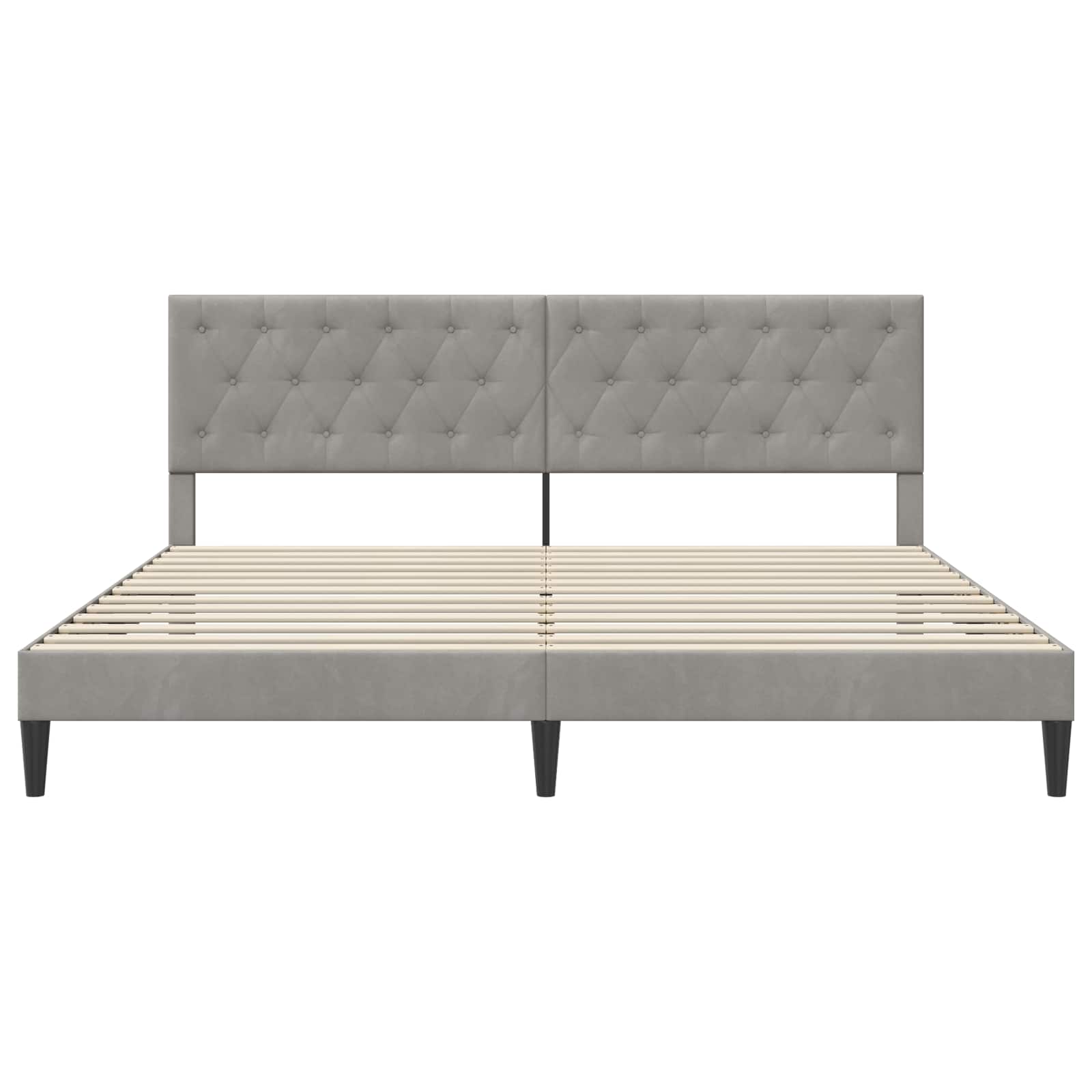 Bedframe met hoofdeinde Lichtgrijs 200 x 200 cm Fluweel