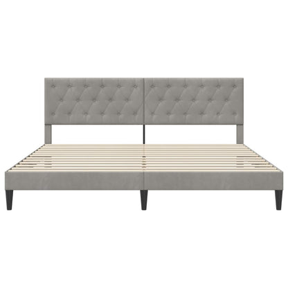Bedframe met hoofdeinde Lichtgrijs 200 x 200 cm Fluweel