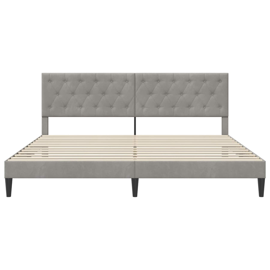 Bedframe met hoofdeinde Lichtgrijs 200 x 200 cm Fluweel