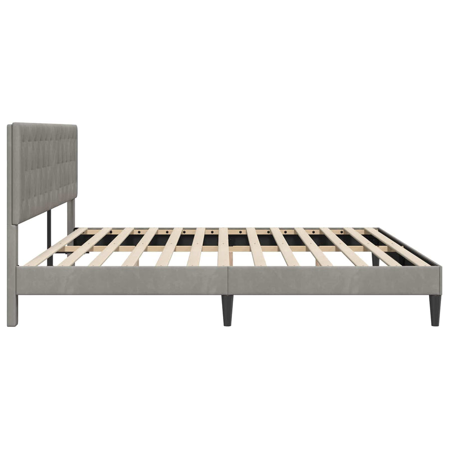 Bedframe met hoofdeinde Lichtgrijs 200 x 200 cm Fluweel