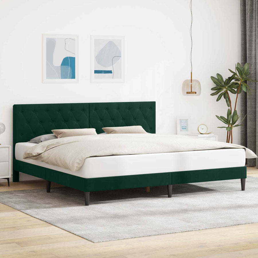 Bedframe met hoofdeinde Donkergroen 200 x 200 cm Fluweel