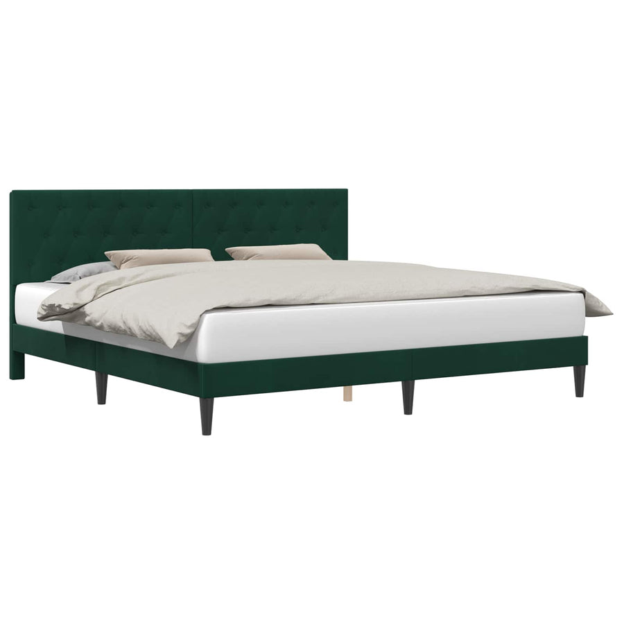 Bedframe met hoofdeinde Donkergroen 200 x 200 cm Fluweel
