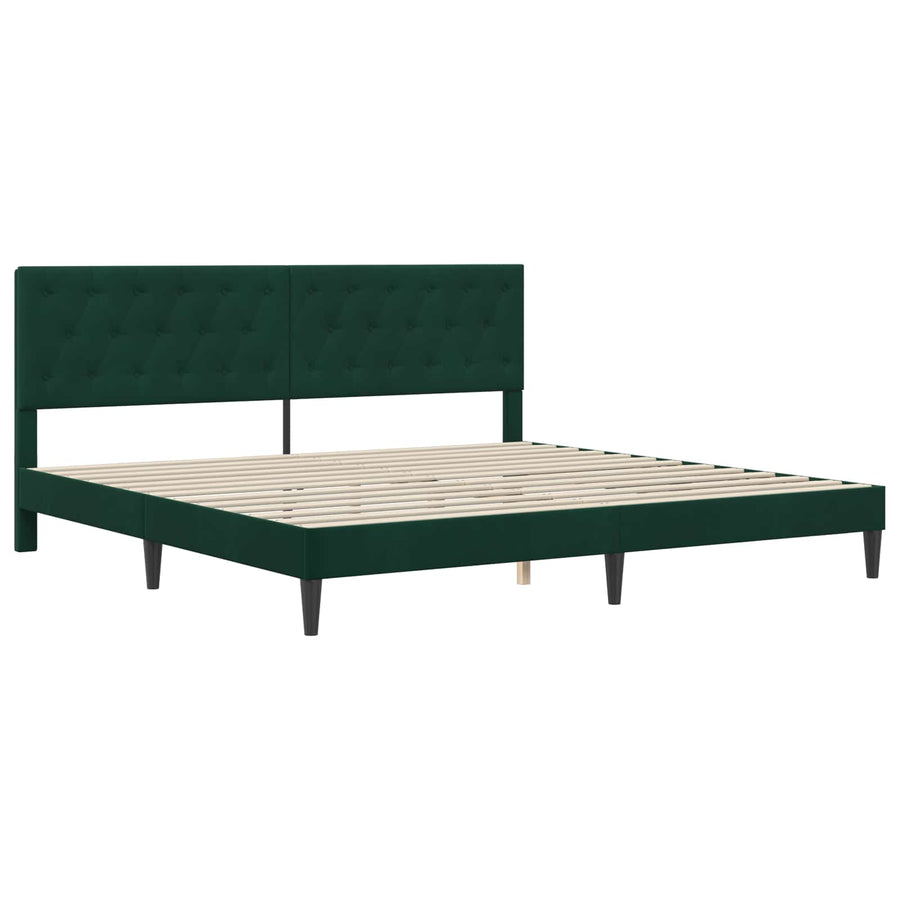 Bedframe met hoofdeinde Donkergroen 200 x 200 cm Fluweel
