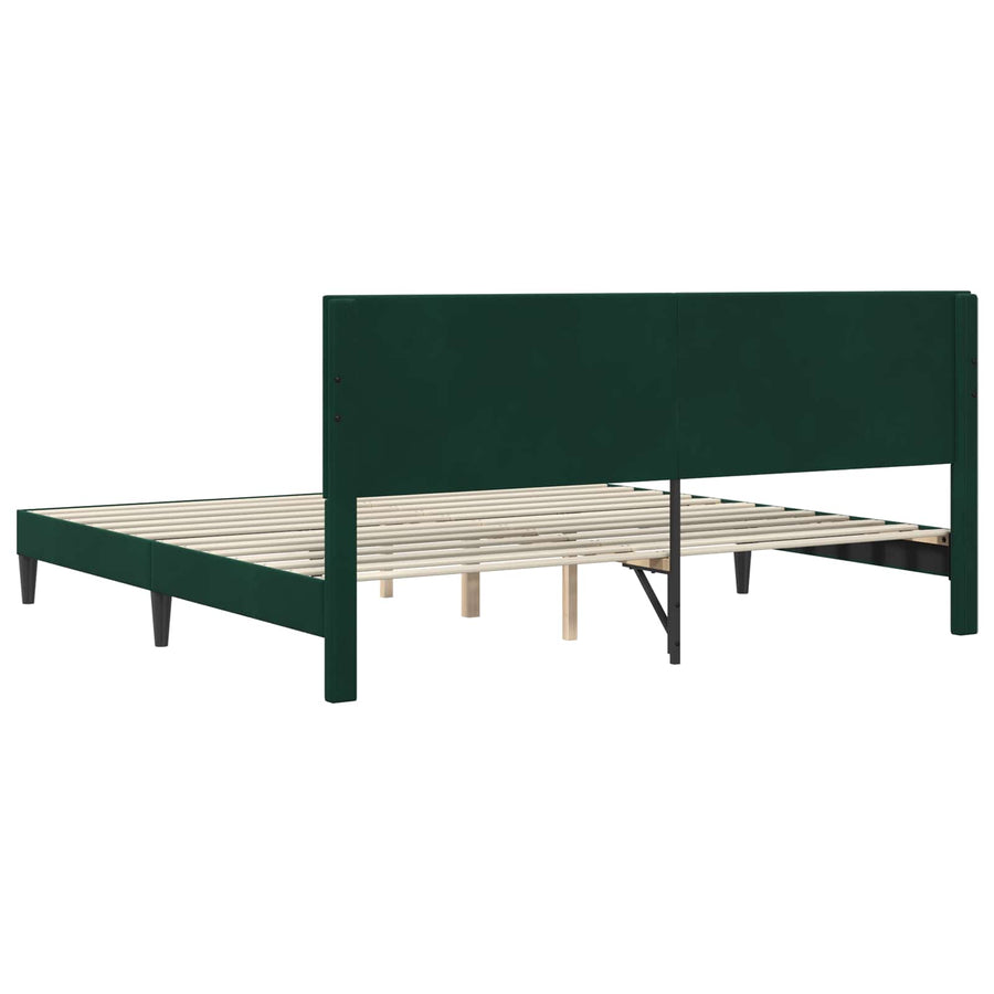 Bedframe met hoofdeinde Donkergroen 200 x 200 cm Fluweel