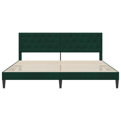 Bedframe met hoofdeinde Donkergroen 200 x 200 cm Fluweel