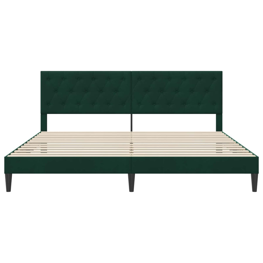 Bedframe met hoofdeinde Donkergroen 200 x 200 cm Fluweel