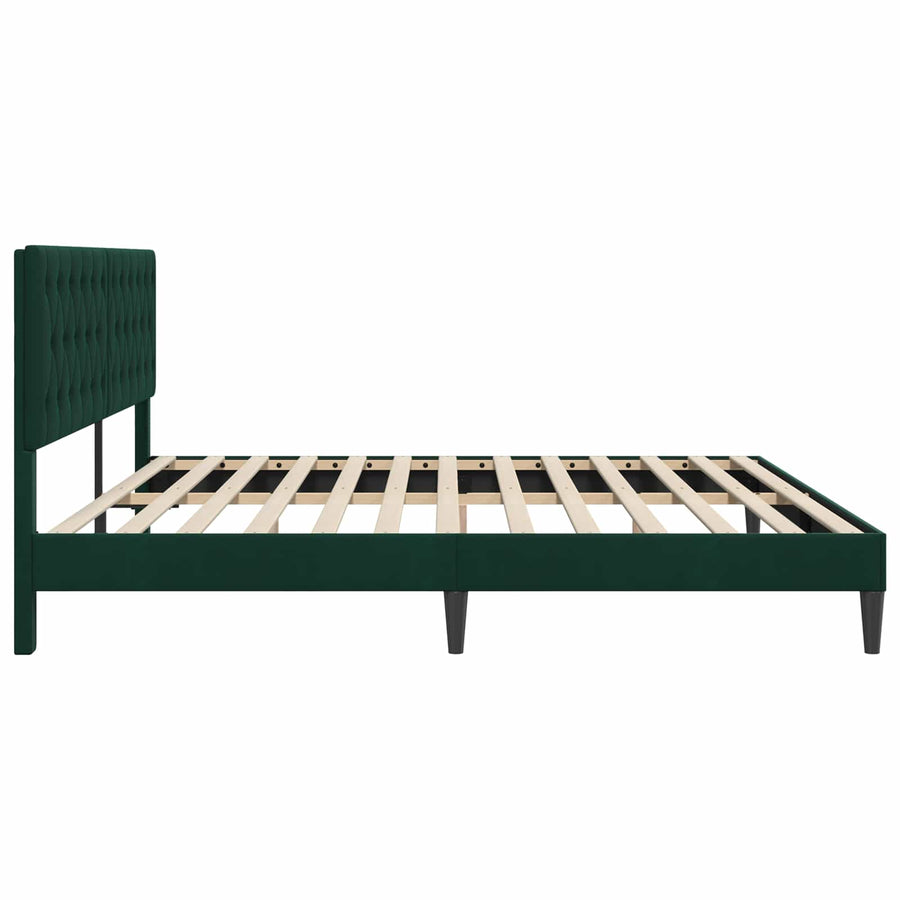 Bedframe met hoofdeinde Donkergroen 200 x 200 cm Fluweel