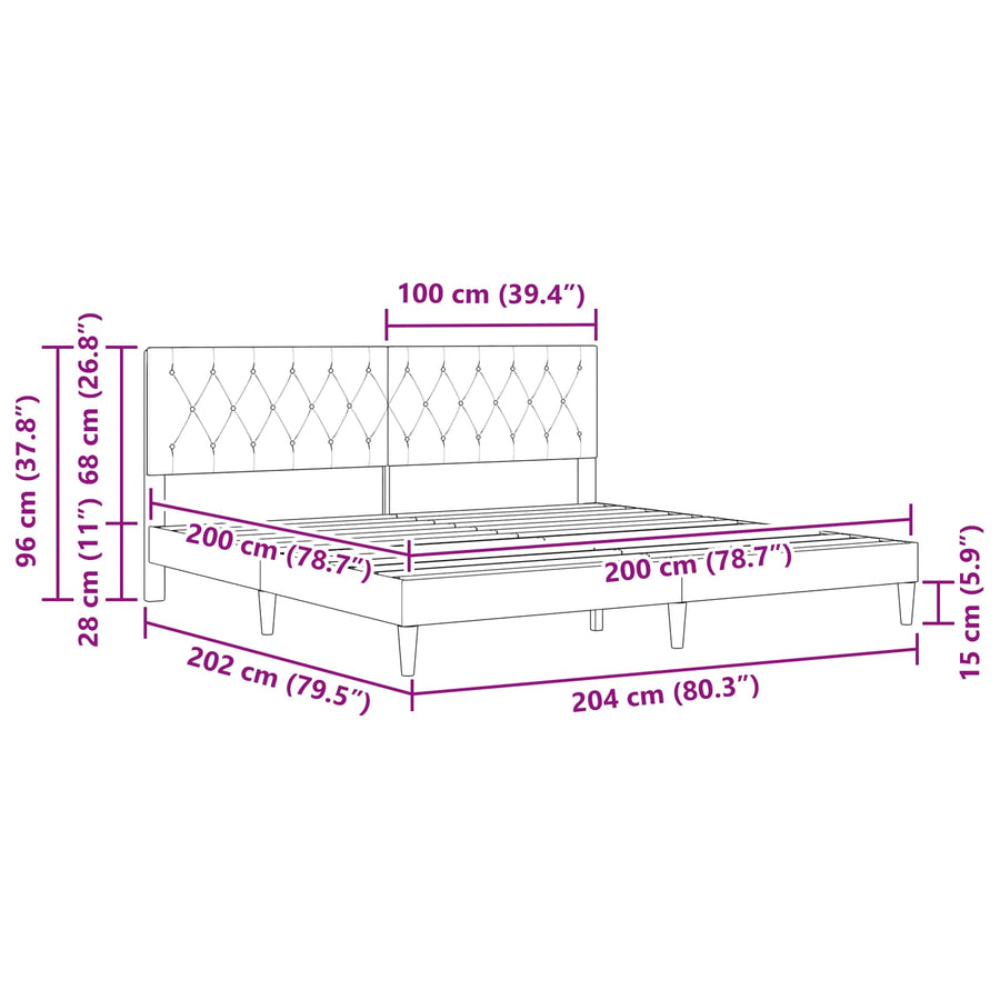 Bedframe met hoofdeinde Donkergroen 200 x 200 cm Fluweel