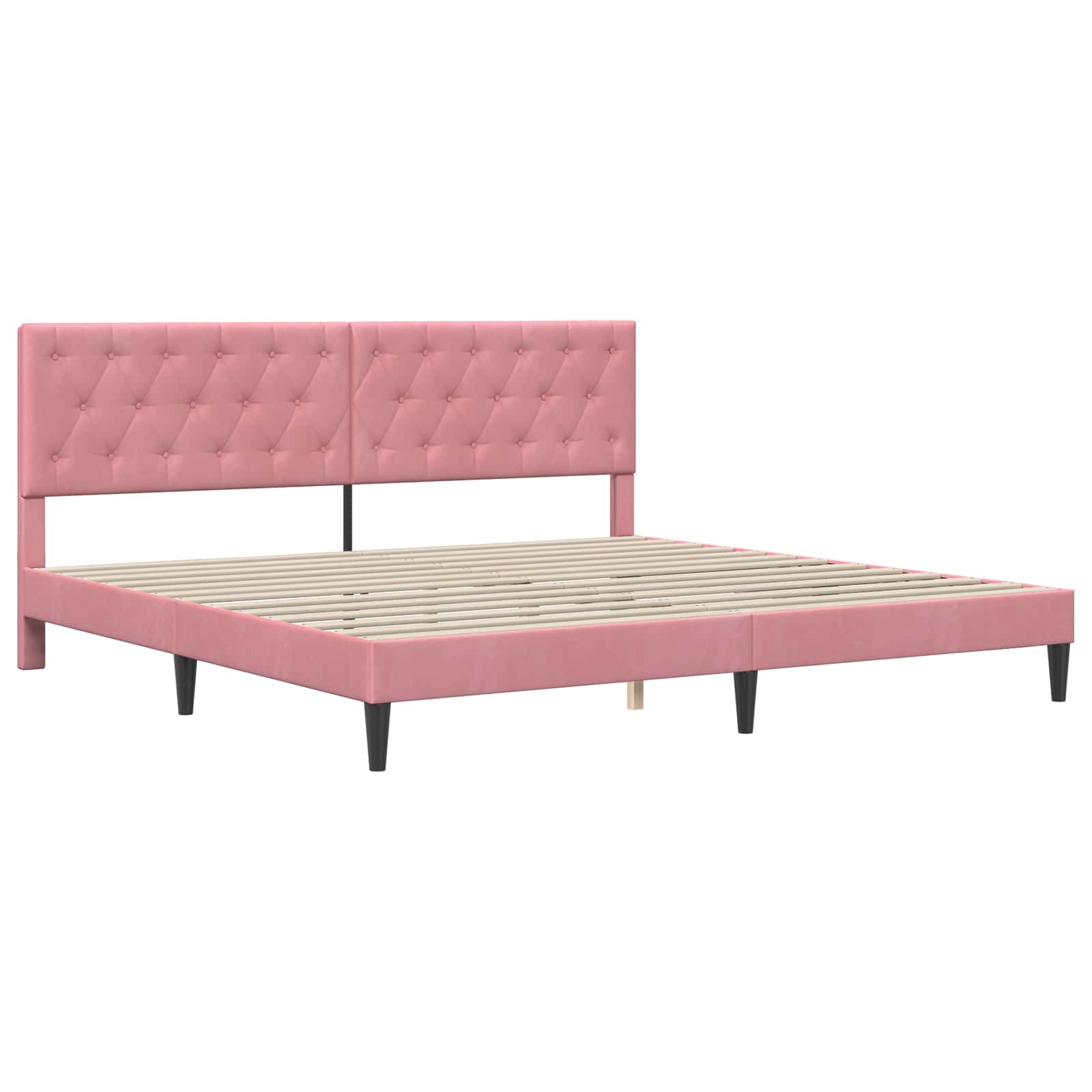 Bedframe met hoofdeinde Roze 200 x 200 cm Fluweel