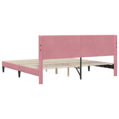 Bedframe met hoofdeinde Roze 200 x 200 cm Fluweel