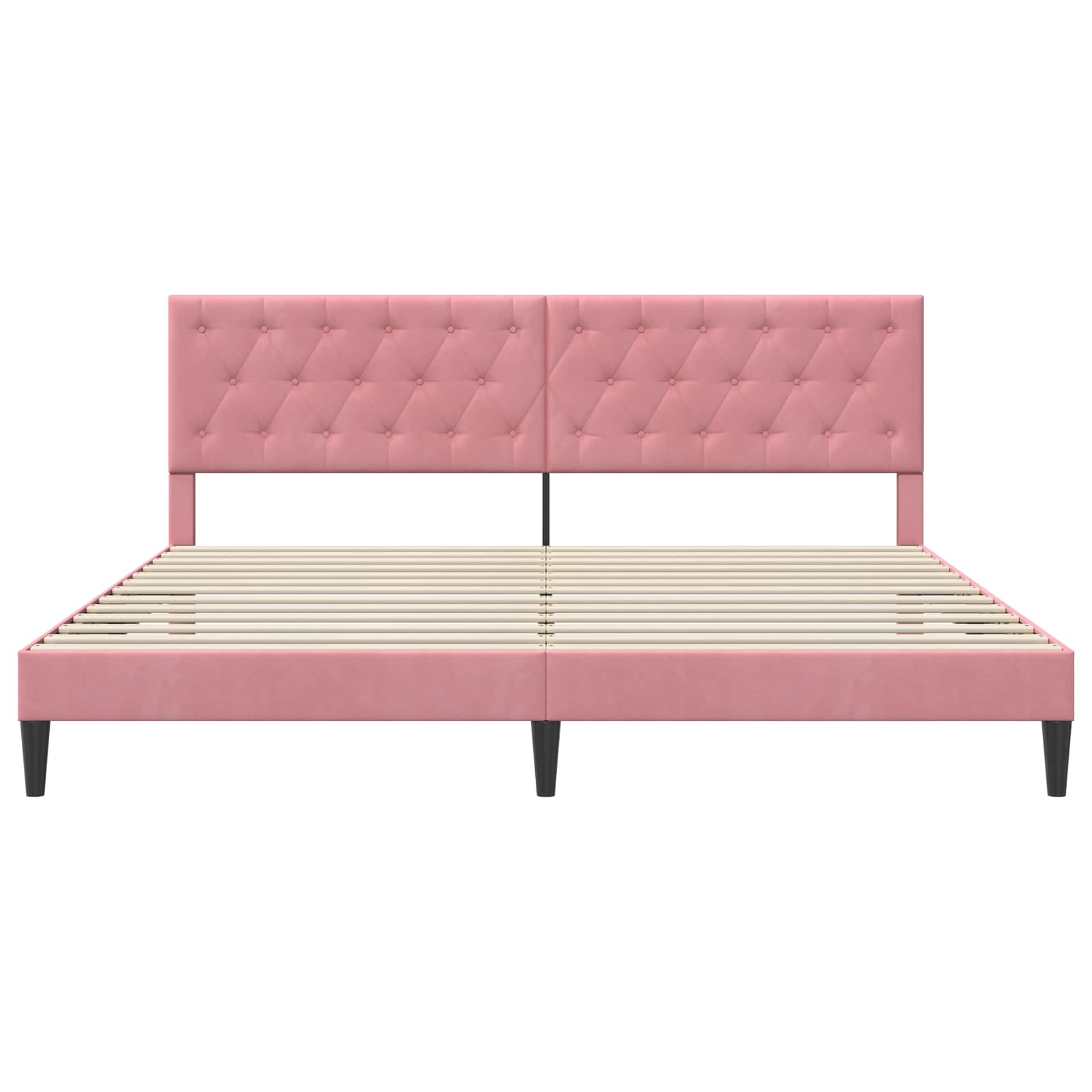 Bedframe met hoofdeinde Roze 200 x 200 cm Fluweel