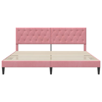 Bedframe met hoofdeinde Roze 200 x 200 cm Fluweel