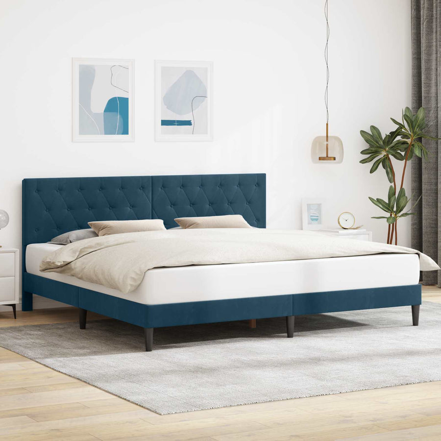 Bedframe met hoofdeinde Blauw 200 x 200 cm Fluweel