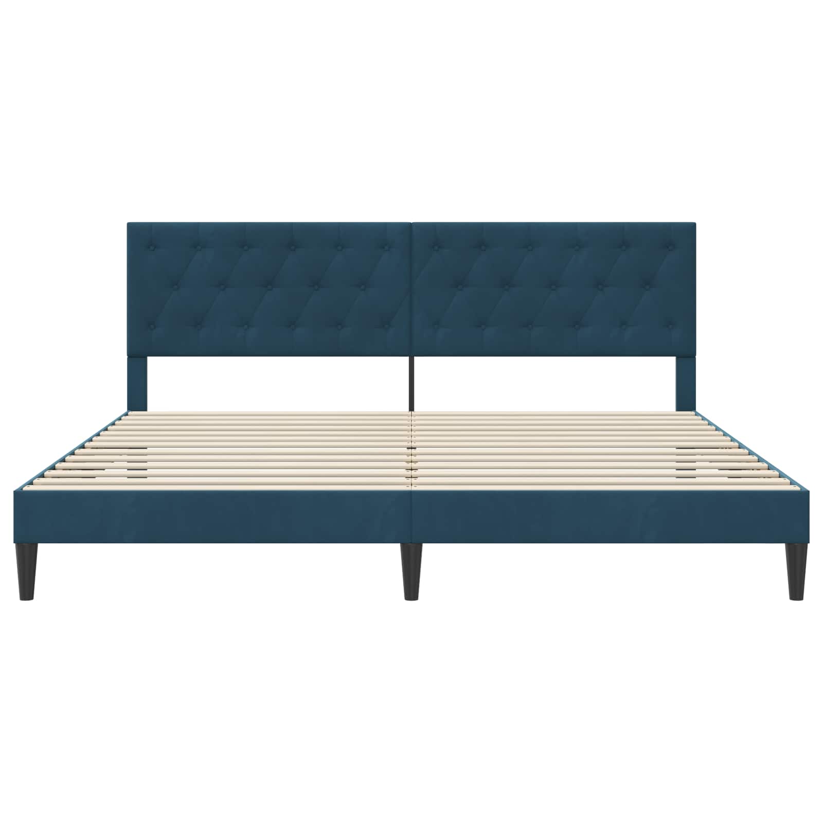 Bedframe met hoofdeinde Blauw 200 x 200 cm Fluweel