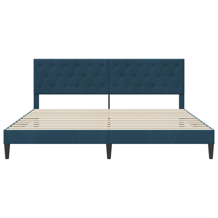 Bedframe met hoofdeinde Blauw 200 x 200 cm Fluweel