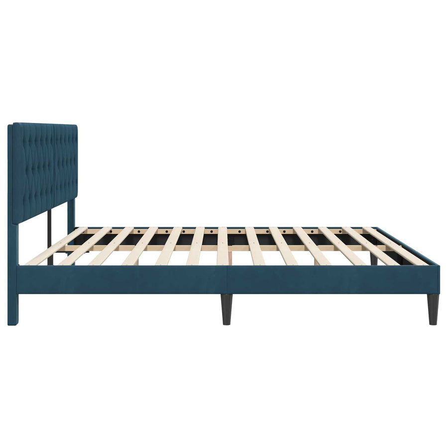 Bedframe met hoofdeinde Blauw 200 x 200 cm Fluweel