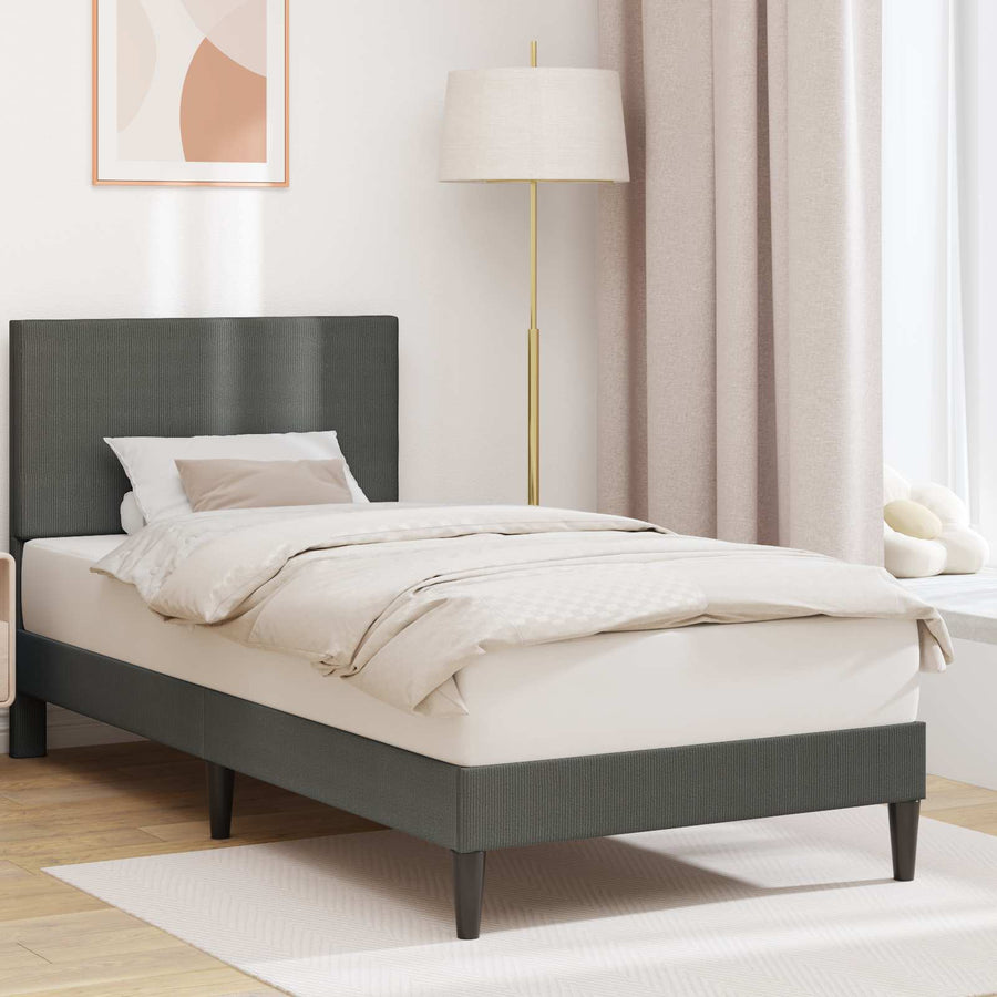 Bedframe met hoofdeinde Donkergrijs 80 x 200 cm Katoen Stof