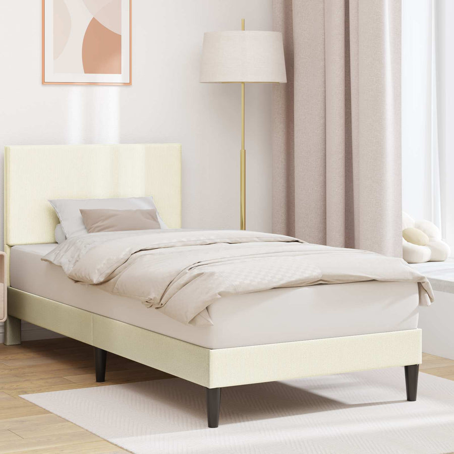Bedframe met hoofdeinde Crèmekleurig 80 x 200 cm Katoen Stof