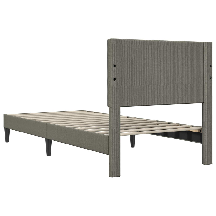 Bedframe met hoofdeinde Lichtgrijs 90 x 190 cm Katoen Stof