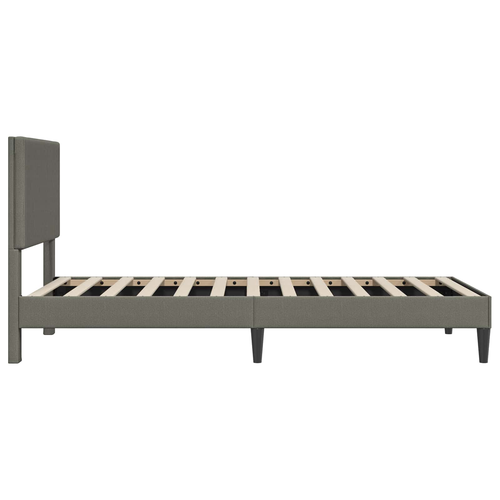 Bedframe met hoofdeinde Lichtgrijs 90 x 190 cm Katoen Stof