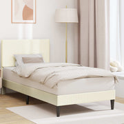 Bedframe 90x190 cm crèmekleurig met hoofdeinde
