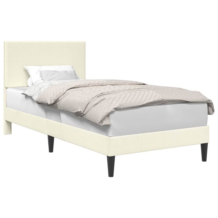 Bedframe met hoofdeinde Crèmekleurig 90 x 190 cm Katoen Stof