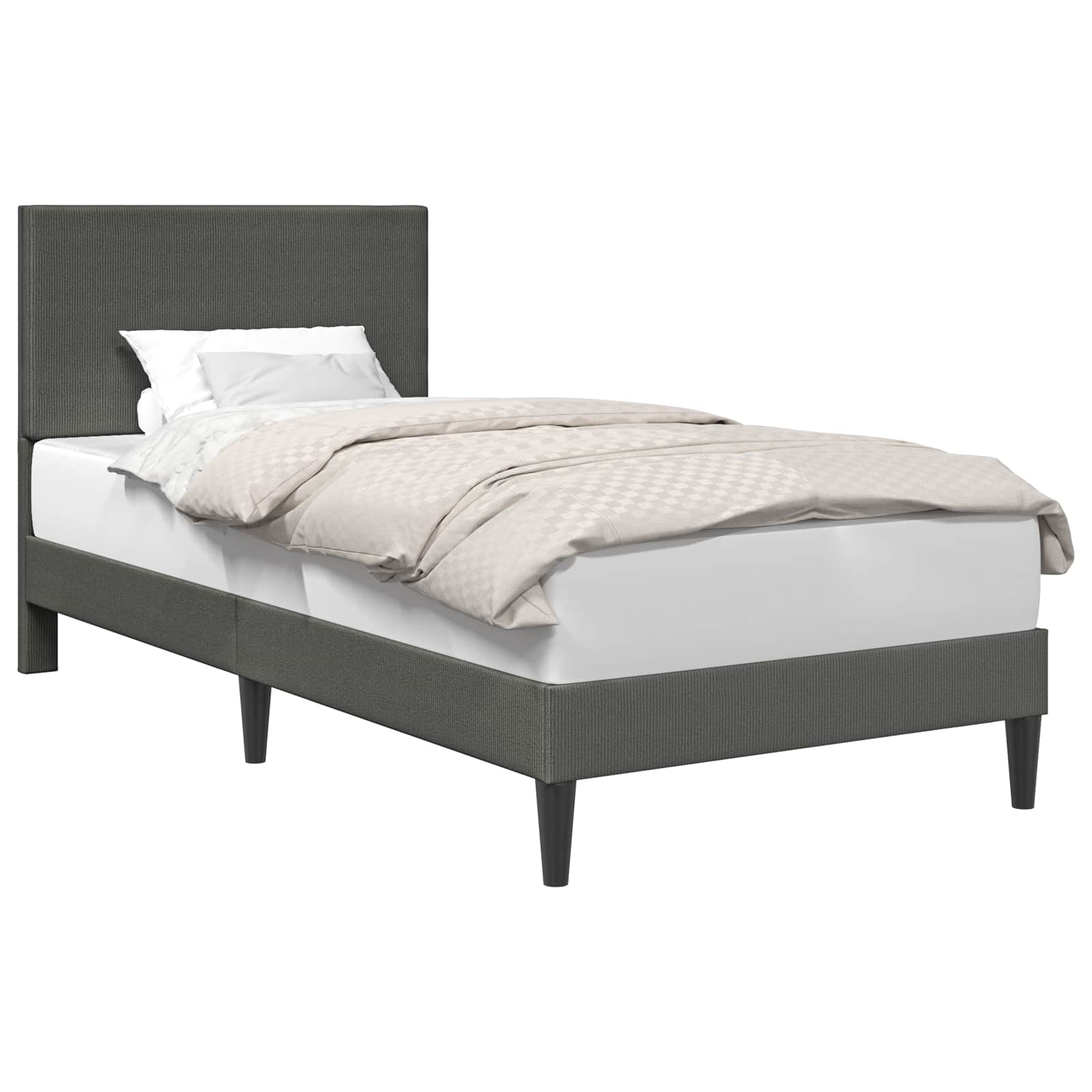 Bedframe met hoofdeinde Donkergrijs 90 x 200 cm Katoen Stof