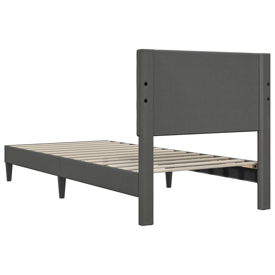 Bedframe met hoofdeinde Donkergrijs 90 x 200 cm Katoen Stof