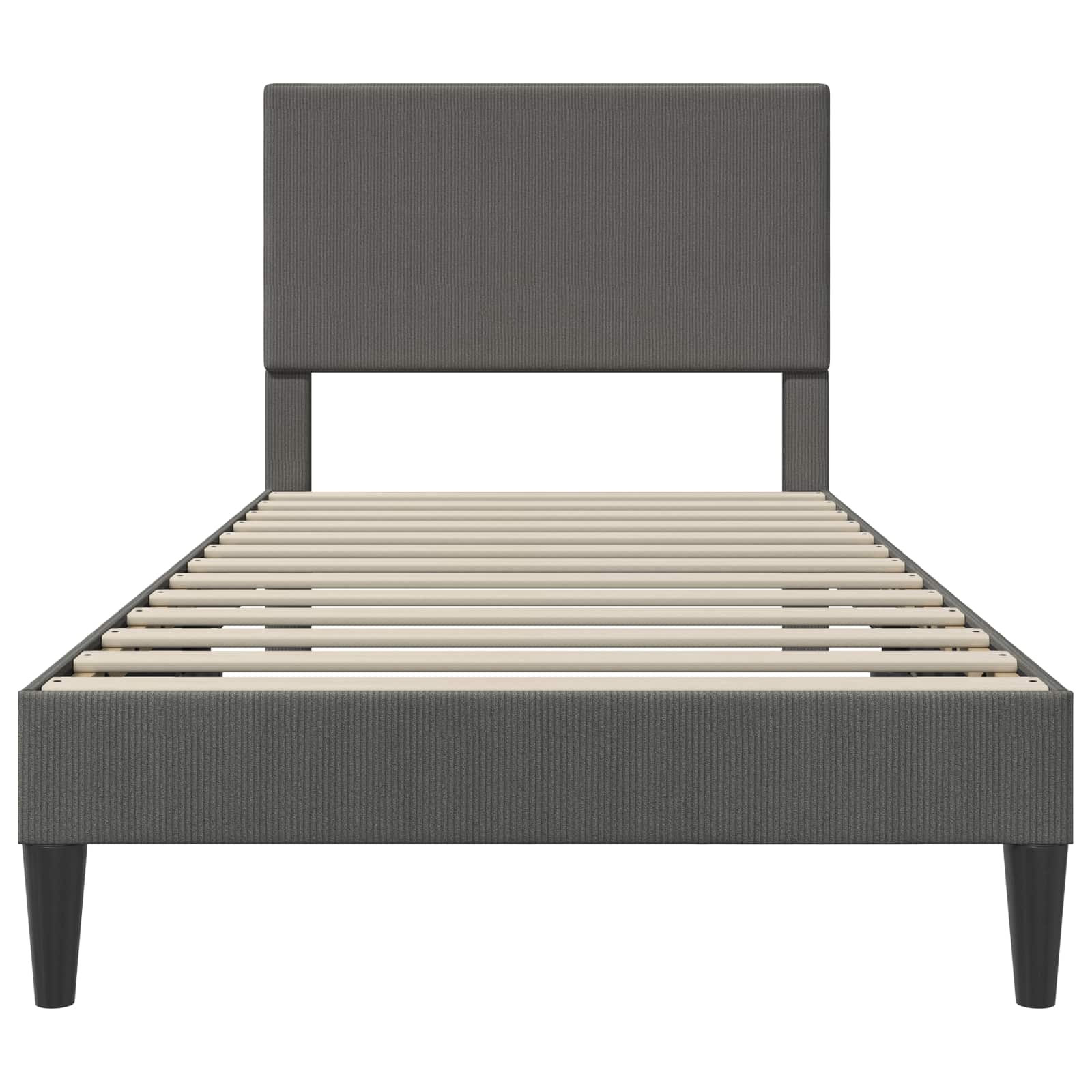 Bedframe met hoofdeinde Donkergrijs 90 x 200 cm Katoen Stof
