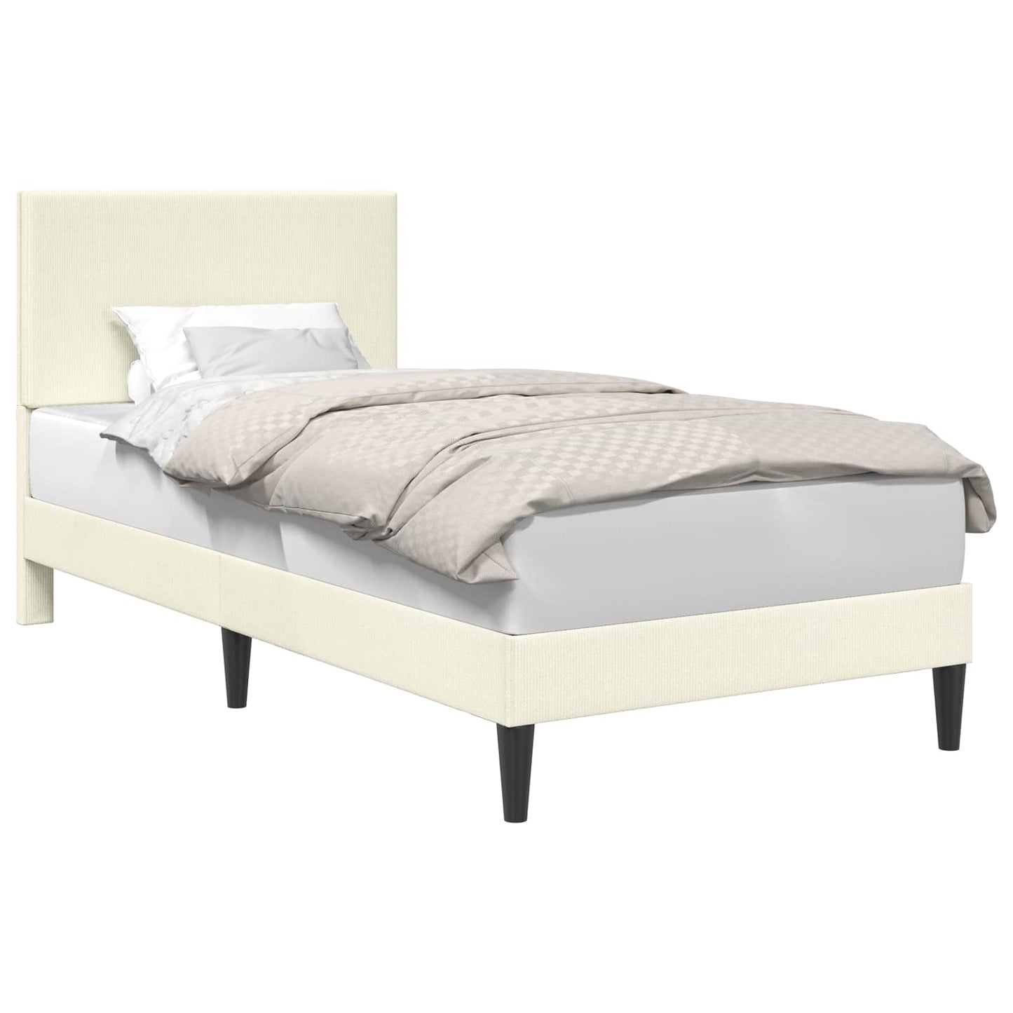 Bedframe met hoofdeinde Crèmekleurig 90 x 200 cm Katoen Stof