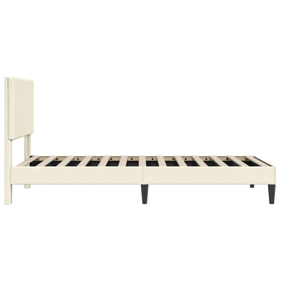 Bedframe met hoofdeinde Crèmekleurig 90 x 200 cm Katoen Stof