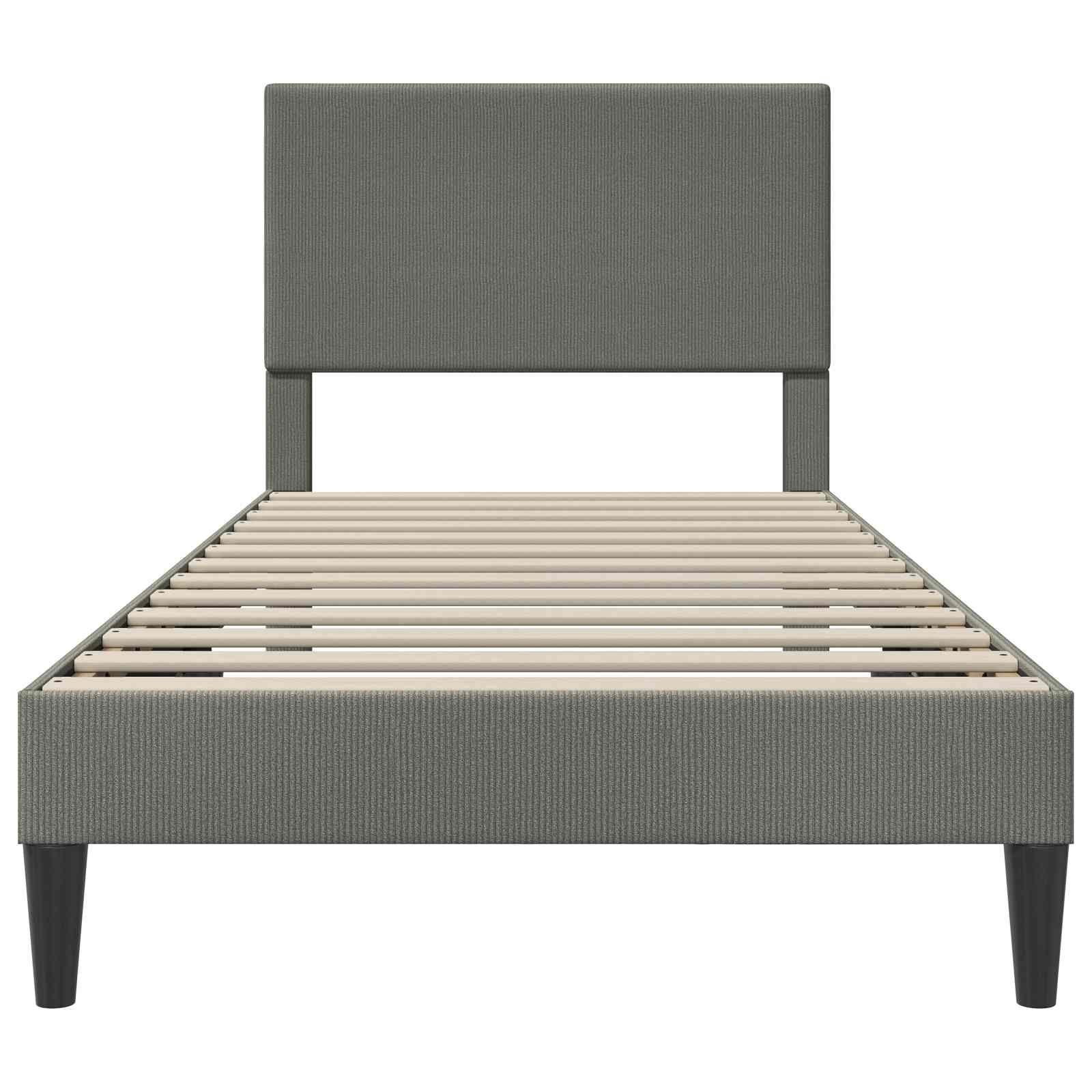 Bedframe met hoofdeinde Lichtgrijs 100 x 200 cm Katoen Stof