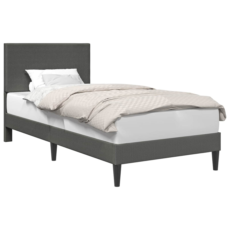 Bedframe met hoofdeinde Donkergrijs 100 x 200 cm Katoen Stof