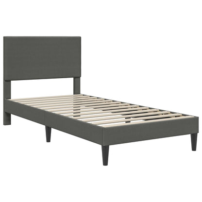 Bedframe met hoofdeinde Donkergrijs 100 x 200 cm Katoen Stof