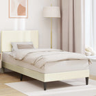 Bed Frame with Headboard Cream 100 x 200 cm Cotton Fabric