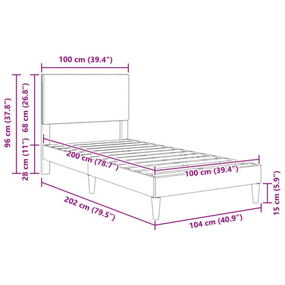 Bedframe Lichtgroen Grijs 100 x 200 cm Katoen Stof