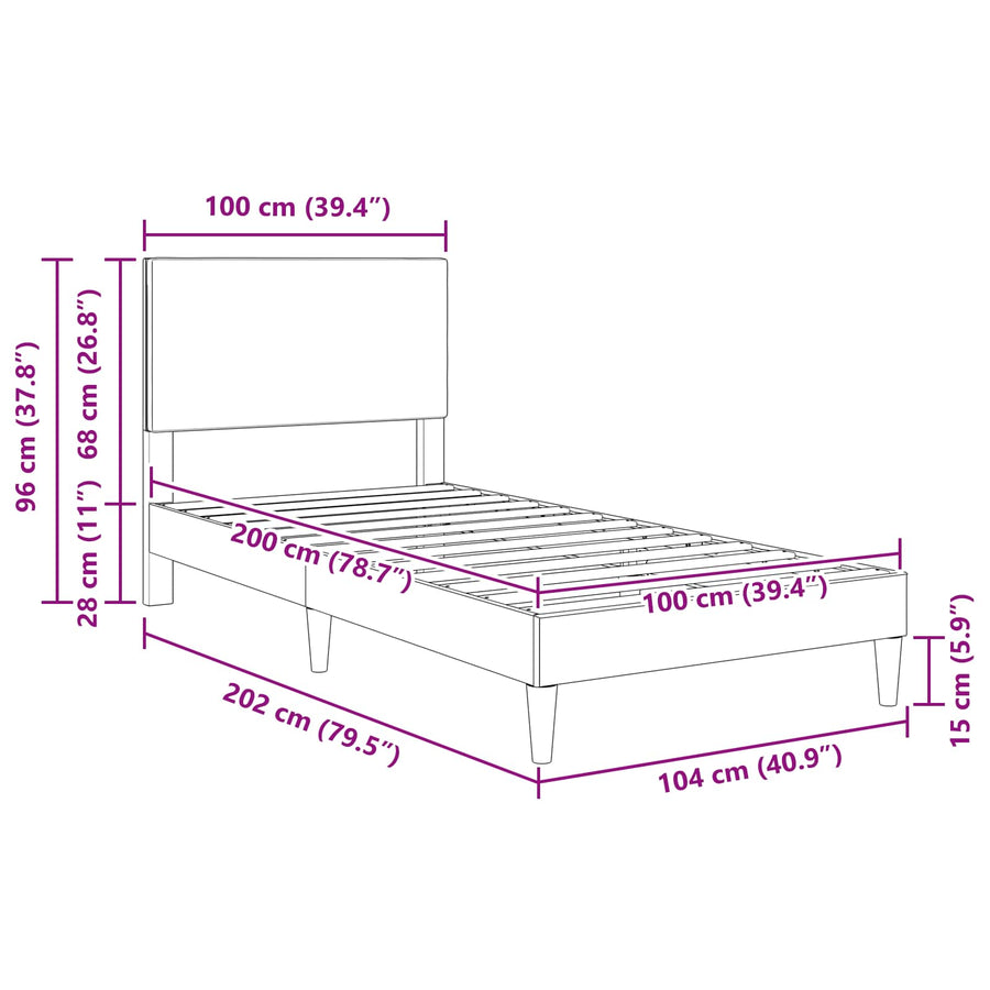 Bedframe Lichtgroen Grijs 100 x 200 cm Katoen Stof