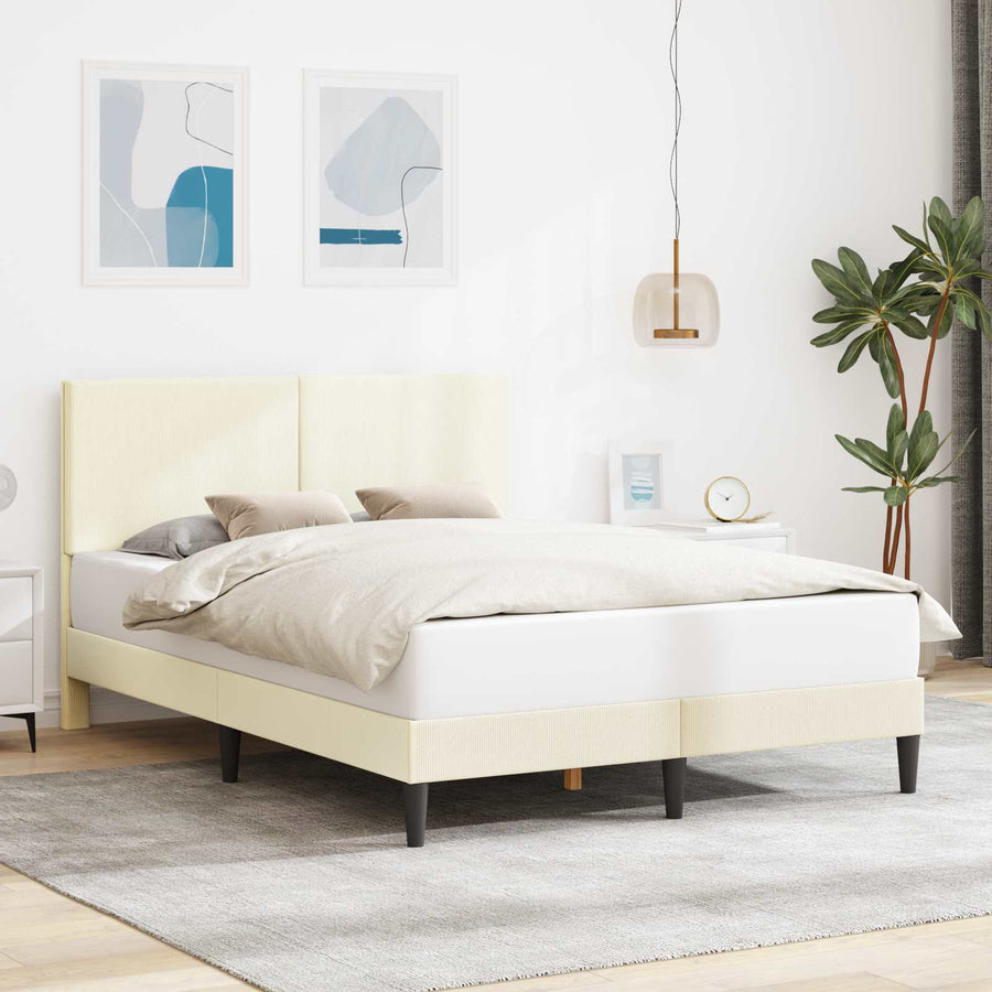 Bedframe met hoofdeinde Crèmekleurig 120 x 190 cm Katoen Stof