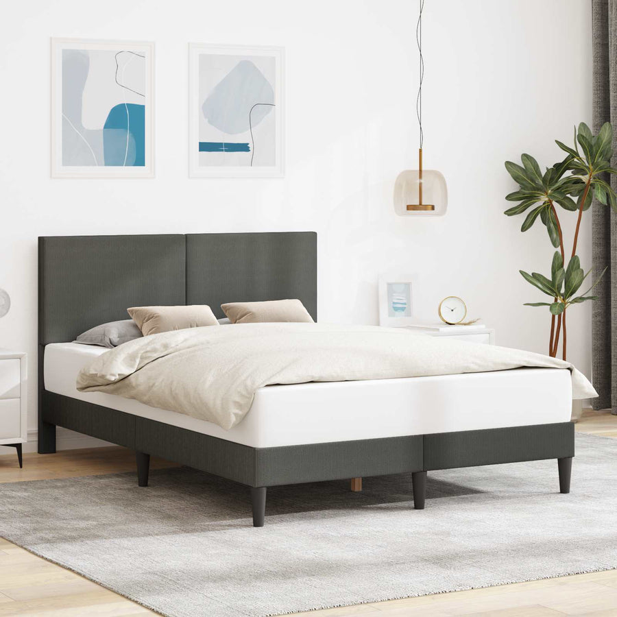 Bedframe met hoofdeinde Donkergrijs 120 x 200 cm Katoen Stof