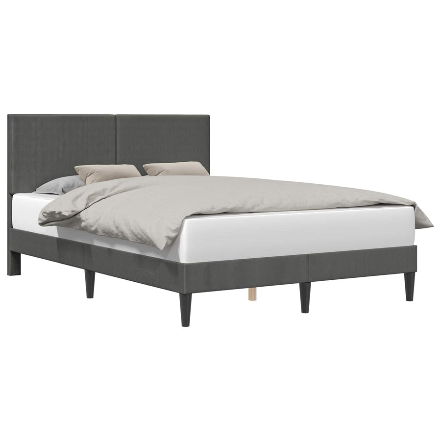 Bedframe met hoofdeinde Donkergrijs 140 x 190 cm Katoen Stof