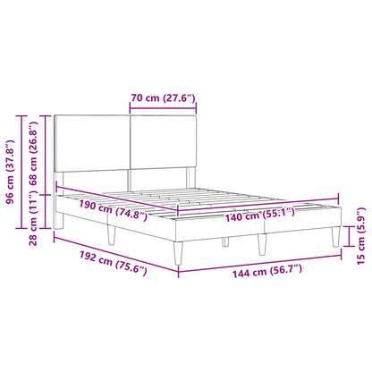 Bedframe met hoofdeinde Donkergrijs 140 x 190 cm Katoen Stof